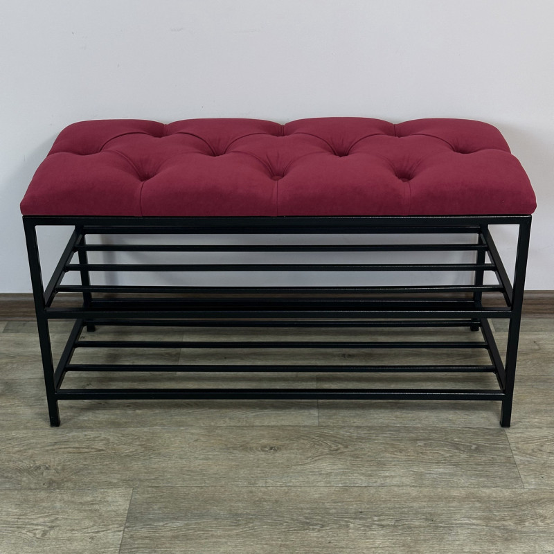 Банкетка для обуви Женева-1 70см велюр красный 4-0-9005
