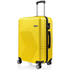 Большой пластиковый чемодан на колесах 115L GD Polo желтый