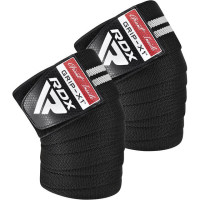 Бинти на коліна RDX GYM KNEE WRAP R11 BLACK/WHITE, Довжина 2 м, Бавовна, Поліестер, Чорно-білий