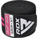 Бинты на колени RDX GYM KNEE WRAP R11 BLACK/PINK, Длина 2 м, Хлопок, Полиэстер, Черно-розовый