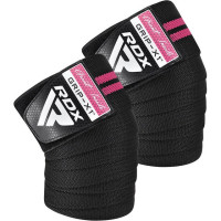 Бинти на коліна RDX GYM KNEE WRAP R11 BLACK/PINK, Довжина 2 м, Бавовна, Поліестер, Чорно-рожевий