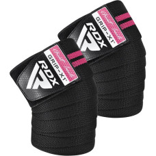 Бинты на колени RDX GYM KNEE WRAP R11 BLACK/PINK, Длина 2 м, Хлопок, Полиэстер, Черно-розовый