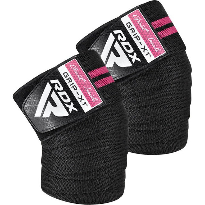 Бинты на колени RDX GYM KNEE WRAP R11 BLACK/PINK, Длина 2 м, Хлопок, Полиэстер, Черно-розовый
