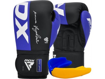 Боксерські рукавиці RDX F4 Boxing Sparring Gloves Hook&Loop BLUE/BLACK 16 унцій (капа у комплекті)