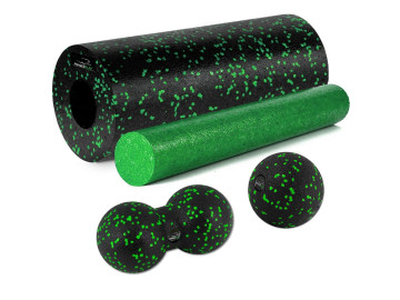 Масажний набір PowerPlay PP_4015 EPP Foam Roller Set 4in1 (2-ва роли + 2-ва м'ячі) Чорно-зелений