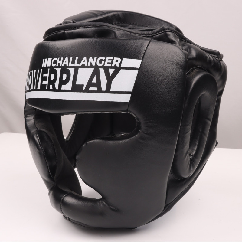Боксерский шлем тренировочный PowerPlay 3048, Размер S, Тип: закрытий, PU-кожа, Пенный напоминатель, Черно-белый