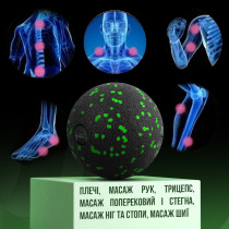 Масажний м'яч PowerPlay PP-4350 Epp Massage Ball (d8) Чорно/Зелений Масажний м'яч PowerPlay PP-4350 Epp Massage Ball (d8) Чорно/Зелений