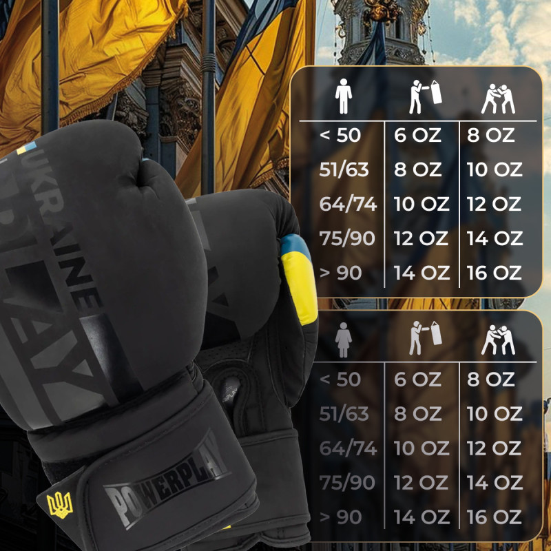 Боксерські рукавиці PowerPlay 3021 Ukraine Чорні 12 унцій