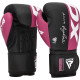 Боксерские перчатки RDX F4 Boxing Sparring Gloves Hook&Loop PINK/BLACK (капа в комплекте), 12 унций, Искусственная кожа Kalix Skin Mayahide, Черно-розовый