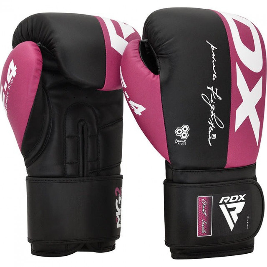 Боксерські рукавиці RDX REX F4 PINK/BLACK-12 унцій (капа в комплекті)