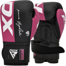 Боксерські рукавиці RDX F4 Boxing Sparring Gloves Hook&Loop PINK/BLACK (капа у комплекті), 12 унцій, Штучна шкіра Kalix Skin Mayahide, Чорно-рожевий