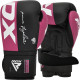 Боксерские перчатки RDX F4 Boxing Sparring Gloves Hook&Loop PINK/BLACK (капа в комплекте), 12 унций, Искусственная кожа Kalix Skin Mayahide, Черно-розовый