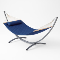 Стойка для гамака WCG + Гамак с планкой SOFT синий XXL 200×140 двухместный