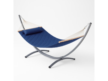 Стойка для гамака WCG + Гамак с планкой SOFT синий XXL 200×140 двухместный
