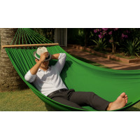 Монотонний гамак з планкою WISH салатовий двомісний XXL 200х150 WCG