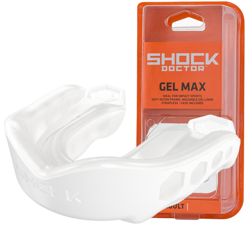 Капа Shock Doctor Gel Max, Дитяча (вік до 10 років) White, Посадка: Формується під прикус, Термополімер, Білий