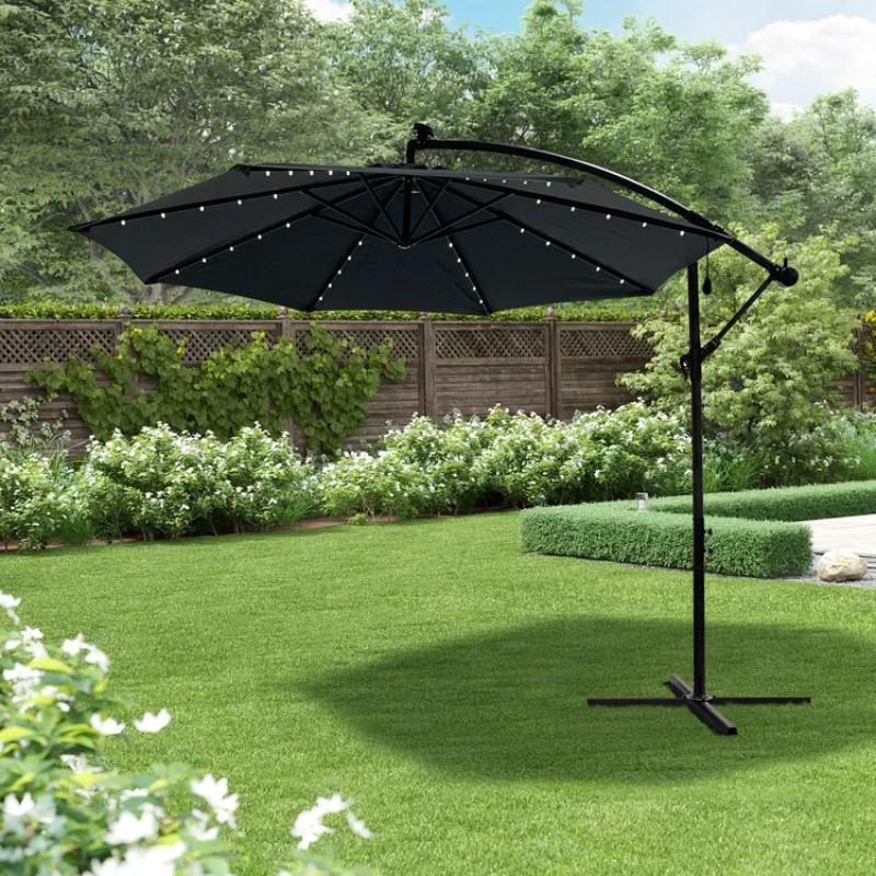 Зонт садовый с LED подсветкой 3м черный + чехол WCG