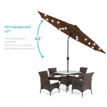 Зонт садовый 3 м с LED-подсветкой и солнечной панелью (коричневый) 3049 Зонт садовый 3 м с LED-подсветкой и солнечной панелью (коричневый) 3049