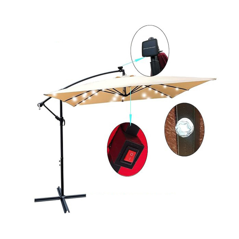 Зонт садовый c LED-подсветкой 2,5×2,5м Бежевый + чехол WCG