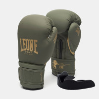 Боксерские перчатки Leone GN059G MILITARY EDITION Green, 14 унций, PU, FLEX PU, Зеленый