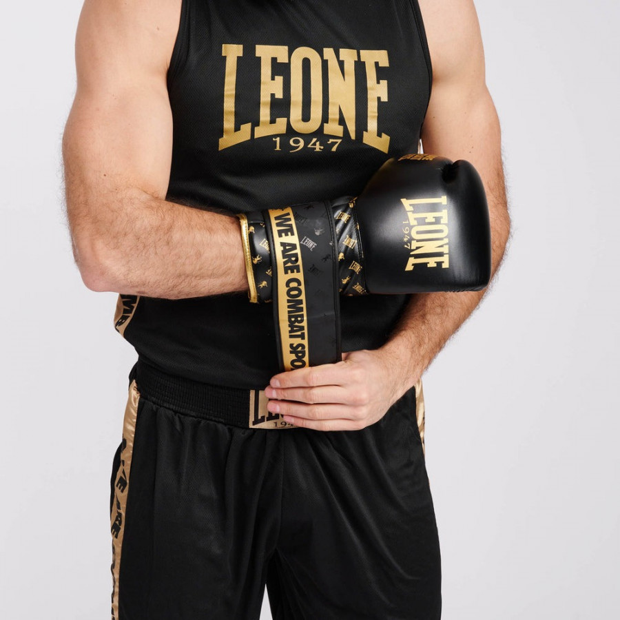 Боксерські рукавиці Leone GN220 DNA Black 12 унцій (бинти 4 м. в комплекті)