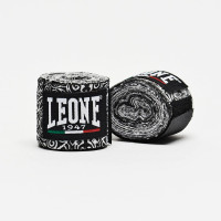 Бинты для бокса Leone AB705 Maori, Комплект: 2 шт. с футляром, Длина 3.5 м, Хлопок, Нейлон, Эластан, Черно-белый