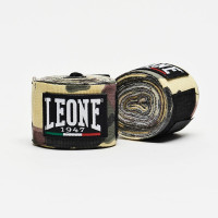 Бинты для бокса Leone AB705 Green Mimetic, Комплект: 2 шт. с футляром, Длина 3.5 м, Хлопок, Нейлон, Эластан, Зеленый (камуфляж)