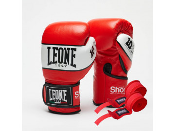 Боксерські рукавиці Leone GN047 SHOCK Red 12 унцій (бинти 4 м. в комплекті)