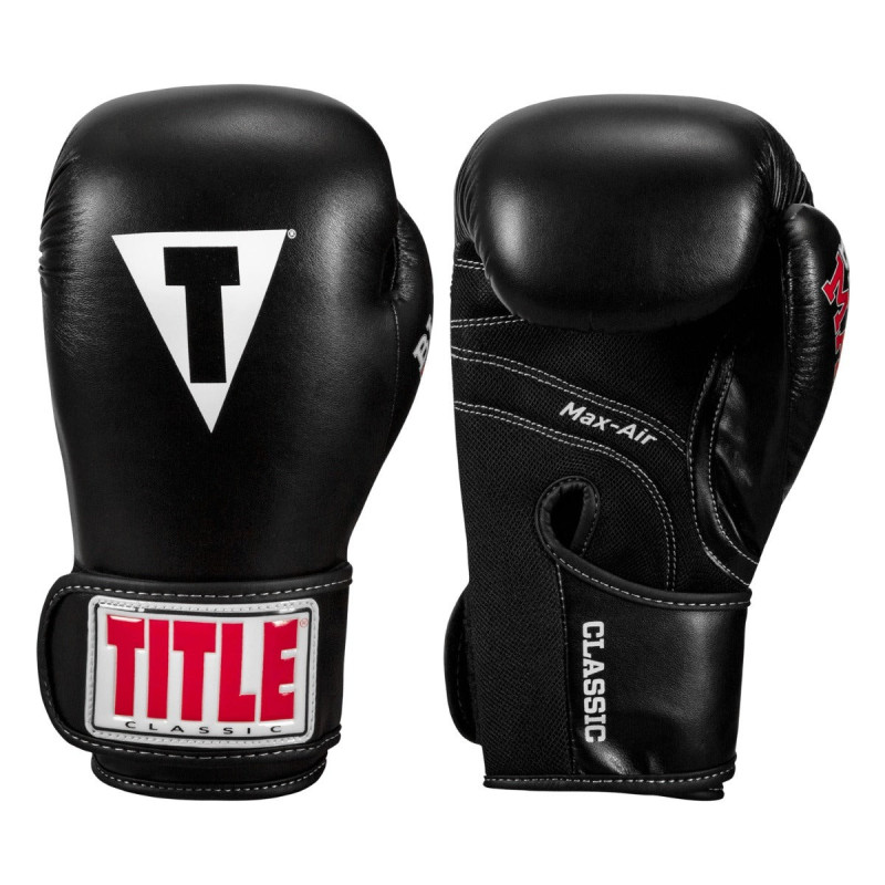 Боксерські рукавиці TITLE Classic Black Max Black 12 oz (бинти 4м. в комплекті)