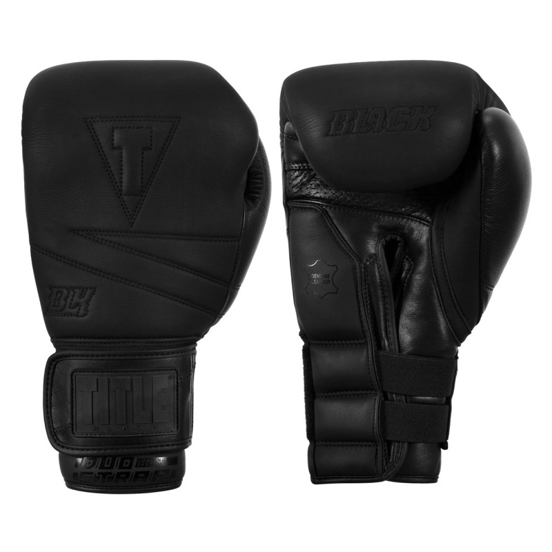 Боксерські рукавиці TITLE Black Bolstered Leather Black 14 oz (бинти 4м. в комплекті)