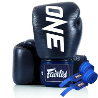 Боксерські рукавиці Fairtex BGV1-ONE (натуральна шкіра) Blue 14 унцій
