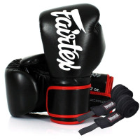 Боксерські рукавиці Fairtex BGV14 Black (бинти в комплекті), 16 унцій, Мікрофібра, Чорний