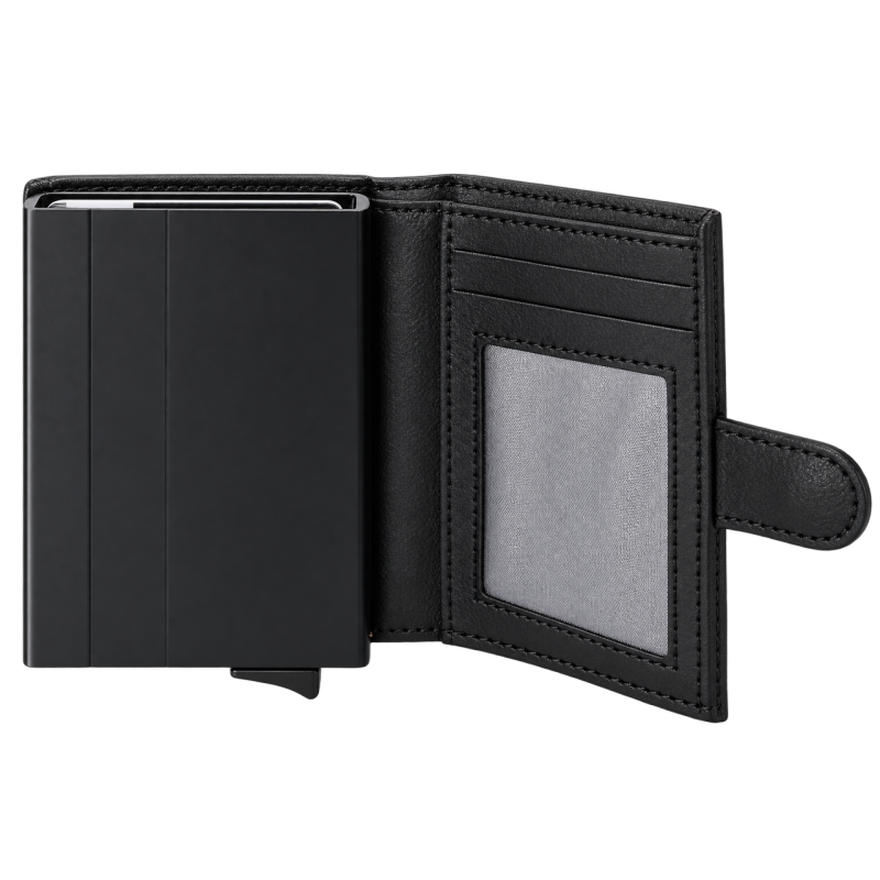 Чоловічий шкіряний картхолдер Smart Wallet з RFID-захистом на 7 карт, чорний