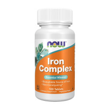 Железо, Iron Complex, NOW, 100 таблеток