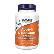 L-карнитин, Acetyl-L-Carnitine 500, NOW, 200 капсул