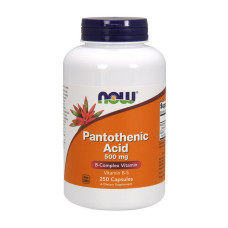Витамины и минералы, Pantothenic Acid 500 mg, NOW, 250 капсул