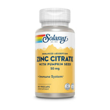 Цинк, Zinc Citrate 50 mg, Solaray, 60 капсул