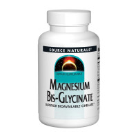 Магній, Magnesium Bisglycinate Powder, Source Naturals, 60 таблеток