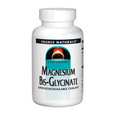 Магний, Magnesium Bisglycinate Powder, Source Naturals, 60 таблеток