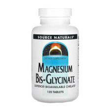 Магний, Magnesium Bisglycinate Powder, Source Naturals, 120 таблеток