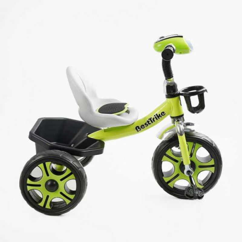 Велосипед 3-х колесный BS-25084 Best Trike (1) колеса EVA переднее 12”, заднее 10”, стальная рама, фара с музыкой и светом, корзина, в коробке