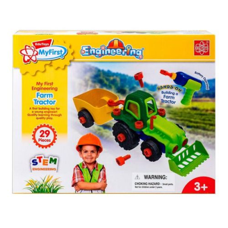 Конструктор Edu-Toys Трактор із шуруповертом 29 деталей