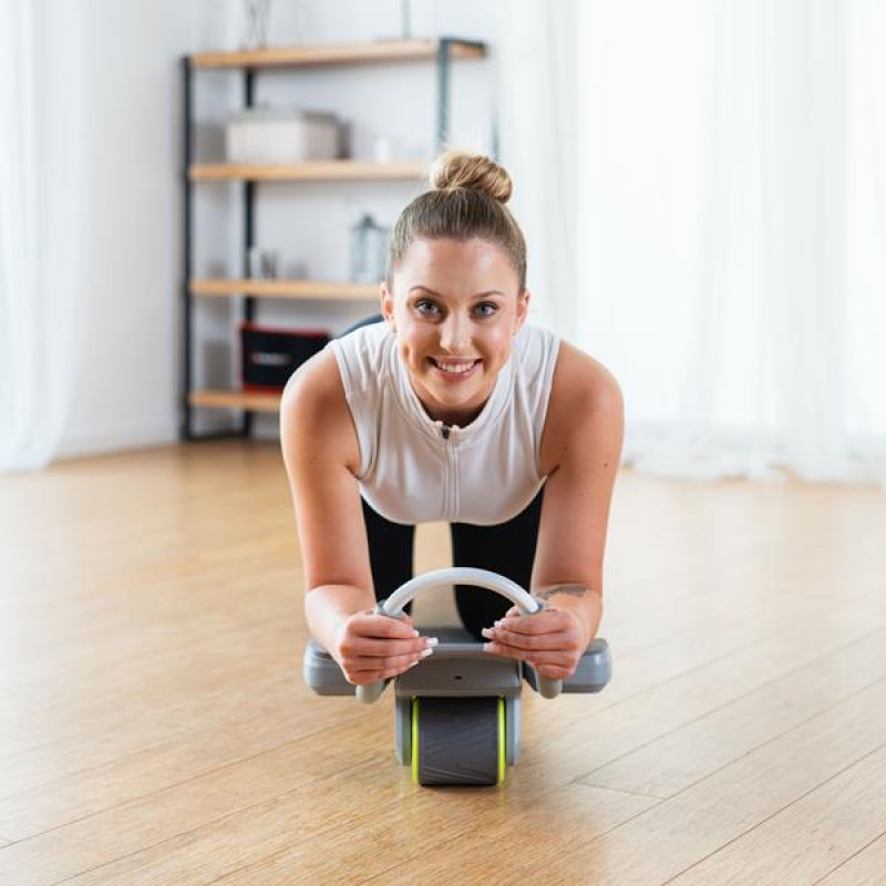 Колесо для тренування м'язів пресу HMS KA08 з LCD дисплеєм і зарядкою, сіре