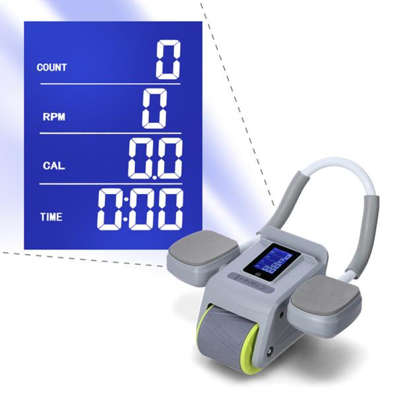 Колесо для тренування м'язів пресу HMS KA08 з LCD дисплеєм і зарядкою, сіре