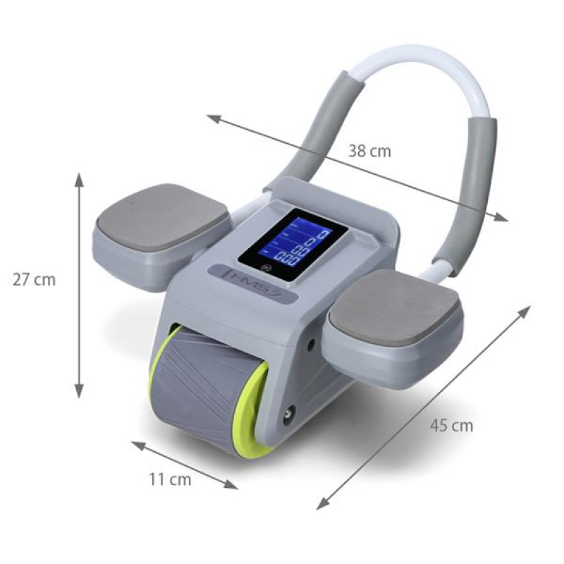 Колесо для тренування м'язів пресу HMS KA08 з LCD дисплеєм і зарядкою, сіре