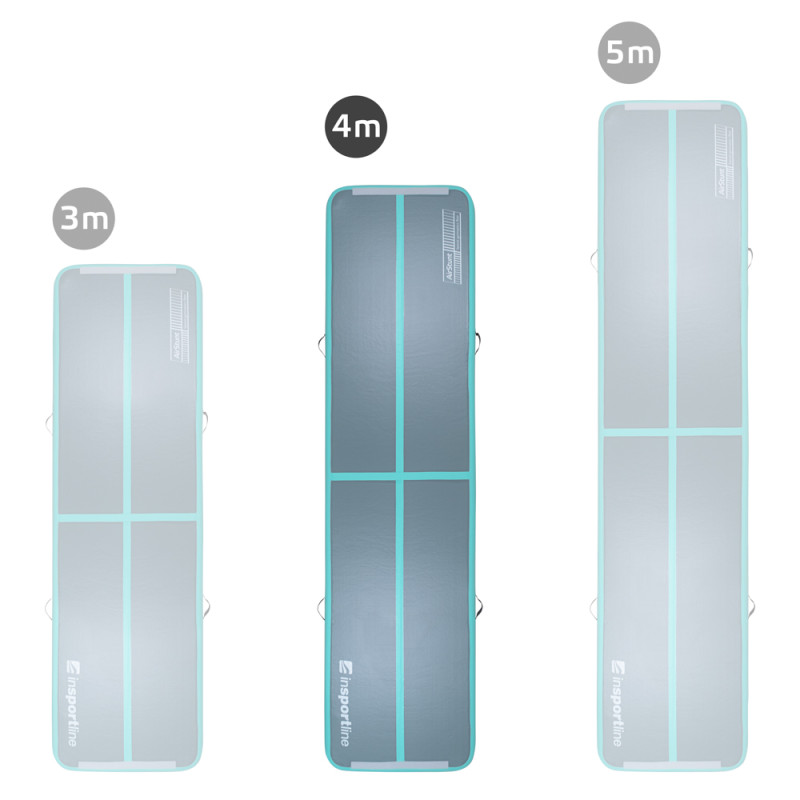 Надувний килимок для тренувань Airtrack inSPORTline Airstunt 400x100x10 см бірюзовий