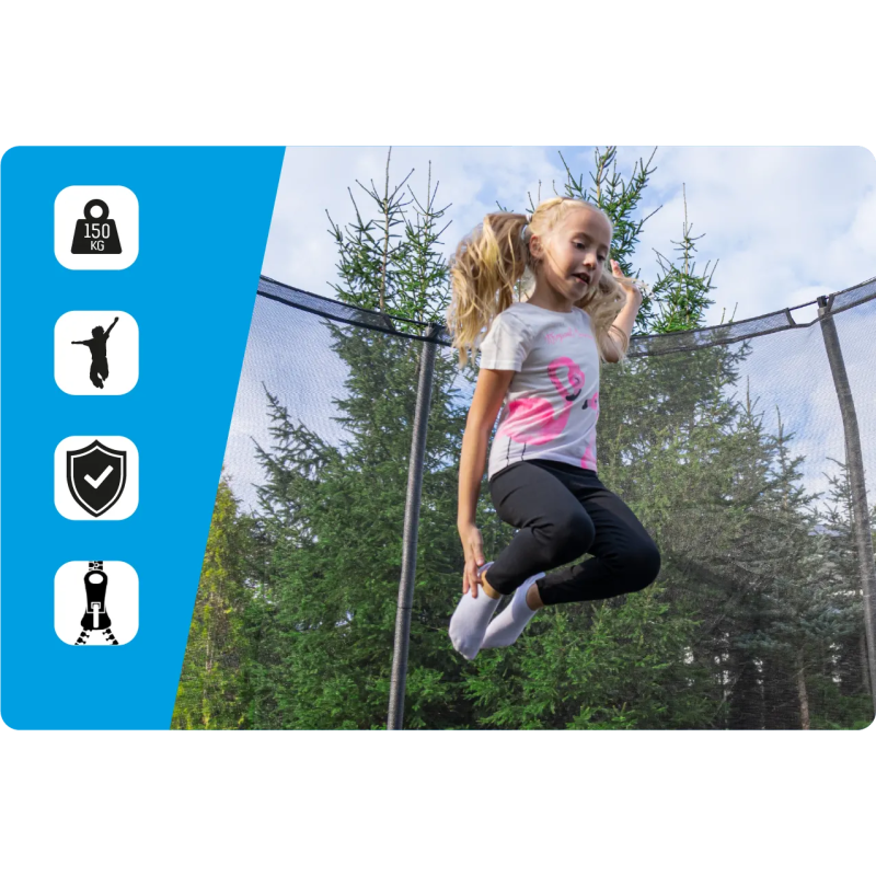 Батут THUNDER INSIDE ELITE з внутрішньою сіткою 6 футів 183 см чорний