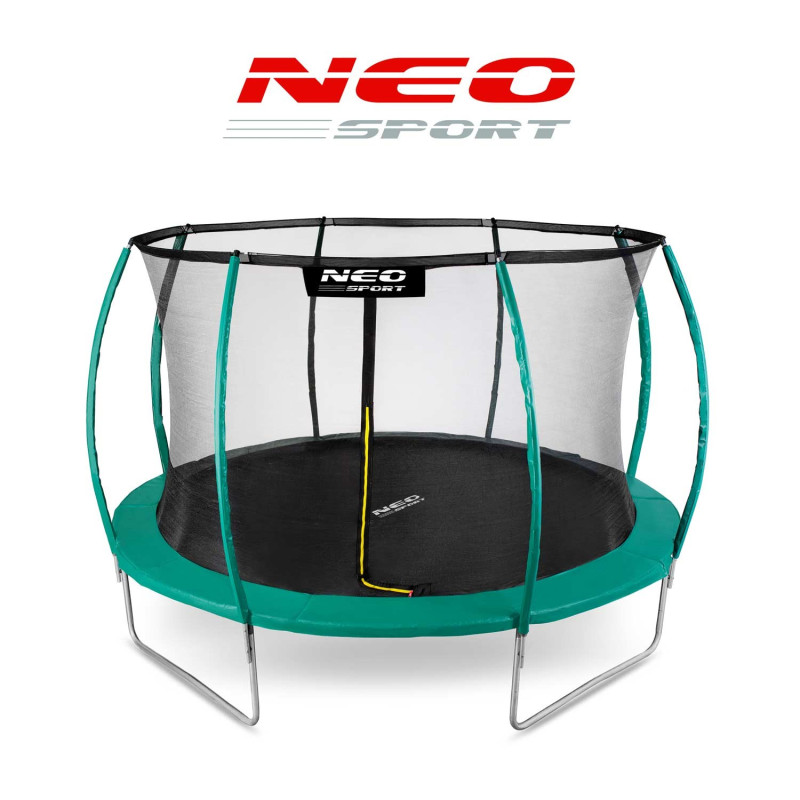 Батут Neo-Sport з внутрішньою сіткою 12 футів 374 см зелений