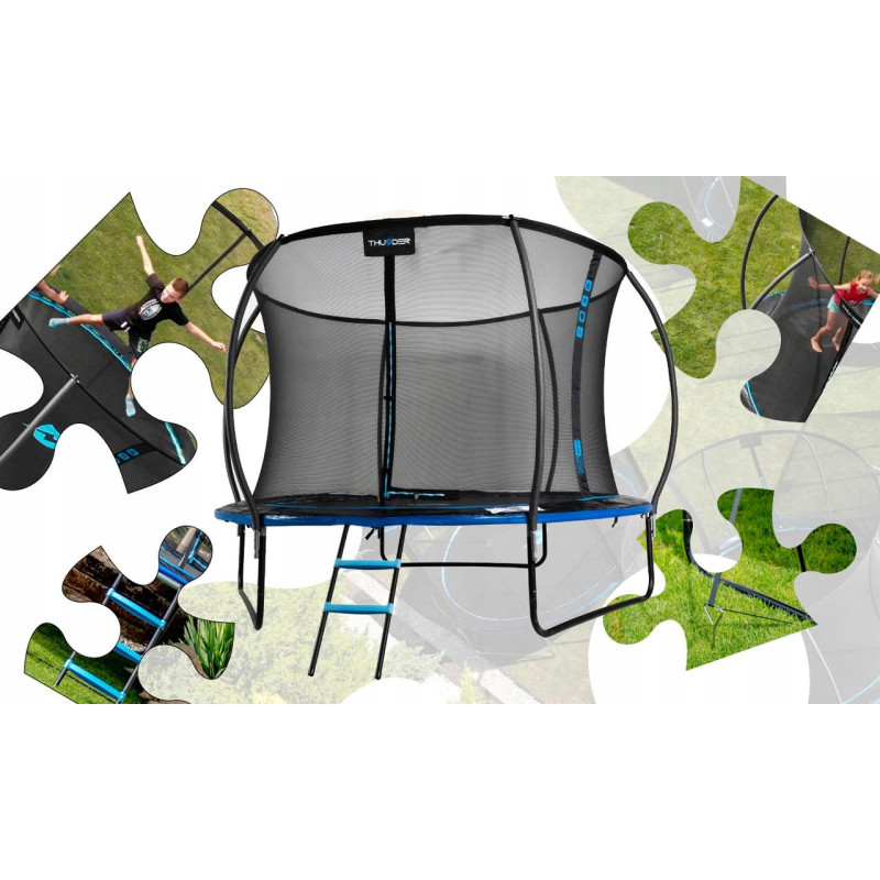 Батут THUNDER INSIDE ULTRA з внутрішньою сіткою 6 футів 185 см чорно-блакитний