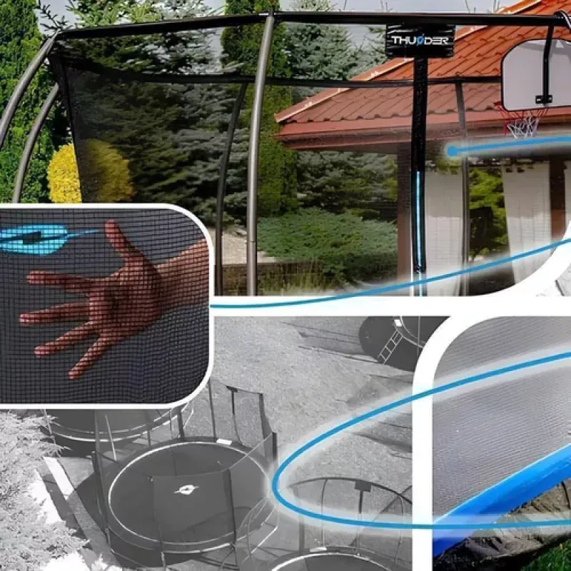 Батут THUNDER INSIDE ULTRA з внутрішньою сіткою 6 футів 185 см чорно-блакитний